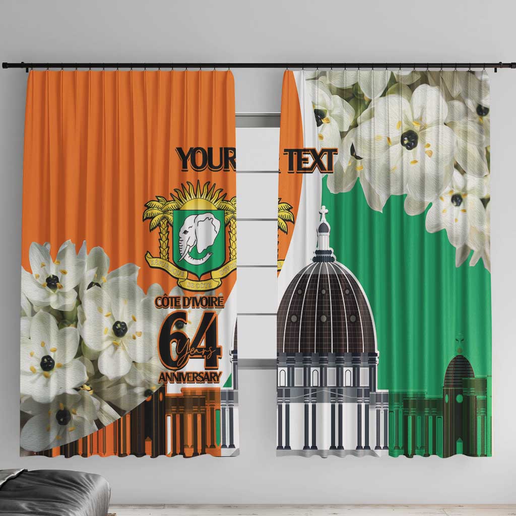 Personalized Ivory Coast Independence Day Window Curtain Ornithogalum Arabicum Happy 64 Years Anniversary - Wonder Print Shop