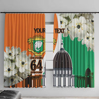 Personalized Ivory Coast Independence Day Window Curtain Ornithogalum Arabicum Happy 64 Years Anniversary - Wonder Print Shop