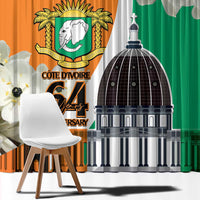 Personalized Ivory Coast Independence Day Window Curtain Ornithogalum Arabicum Happy 64 Years Anniversary - Wonder Print Shop