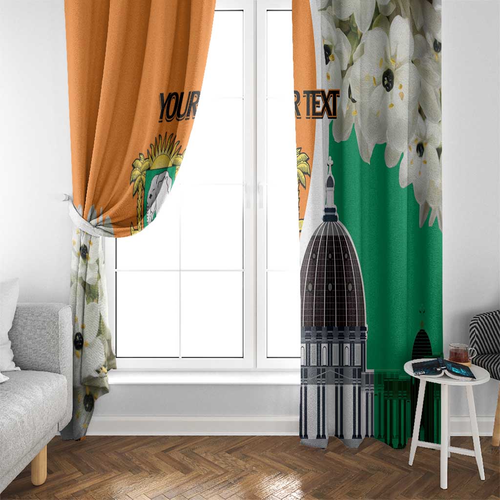 Personalized Ivory Coast Independence Day Window Curtain Ornithogalum Arabicum Happy 64 Years Anniversary - Wonder Print Shop