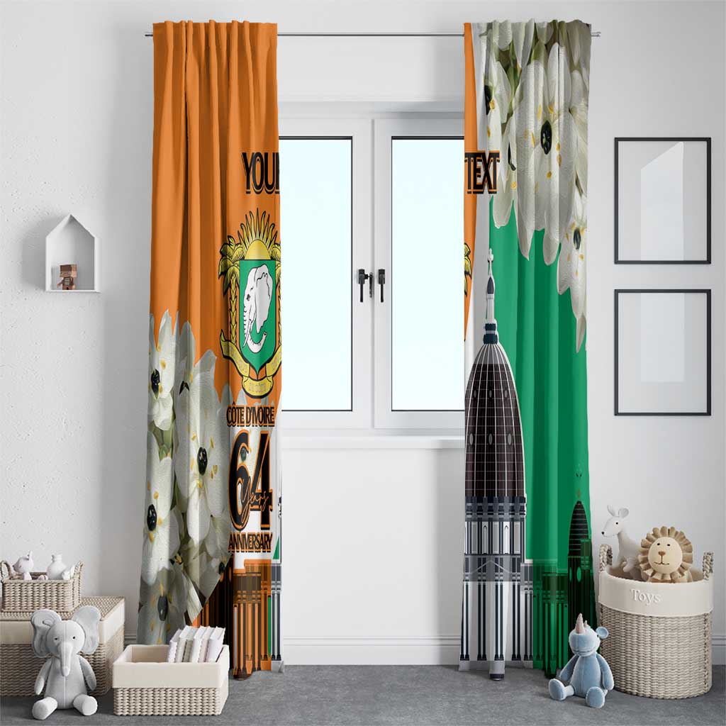 Personalized Ivory Coast Independence Day Window Curtain Ornithogalum Arabicum Happy 64 Years Anniversary - Wonder Print Shop