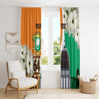 Personalized Ivory Coast Independence Day Window Curtain Ornithogalum Arabicum Happy 64 Years Anniversary - Wonder Print Shop