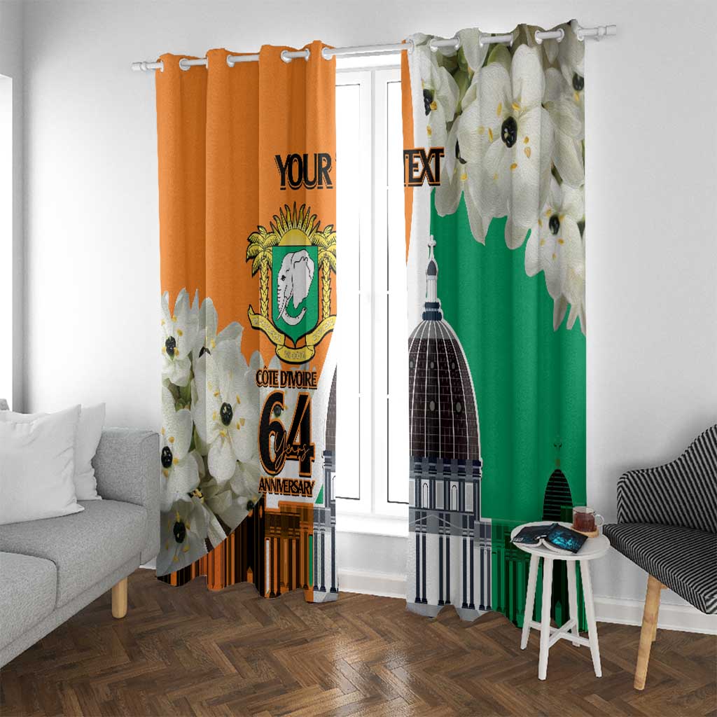 Personalized Ivory Coast Independence Day Window Curtain Ornithogalum Arabicum Happy 64 Years Anniversary - Wonder Print Shop