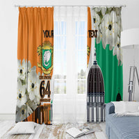 Personalized Ivory Coast Independence Day Window Curtain Ornithogalum Arabicum Happy 64 Years Anniversary - Wonder Print Shop