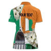 Personalized Ivory Coast Independence Day Women Polo Shirt Ornithogalum Arabicum Happy 64 Years Anniversary - Wonder Print Shop