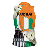 Personalized Ivory Coast Independence Day Women Sleeveless Polo Shirt Ornithogalum Arabicum Happy 64 Years Anniversary - Wonder Print Shop