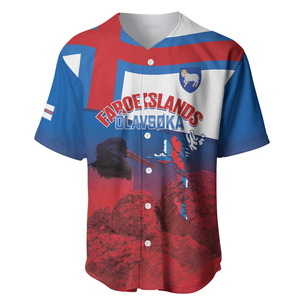 Faroe Islands National Day Baseball Jersey Olavsoka Faroes Map With Tjaldur - Wonder Print Shop