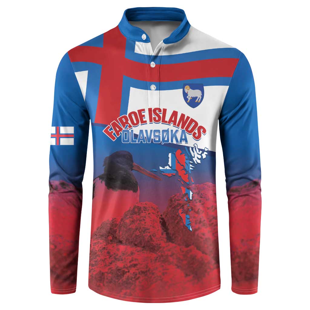 Faroe Islands National Day Button Sweatshirt Olavsoka Faroes Map With Tjaldur - Wonder Print Shop