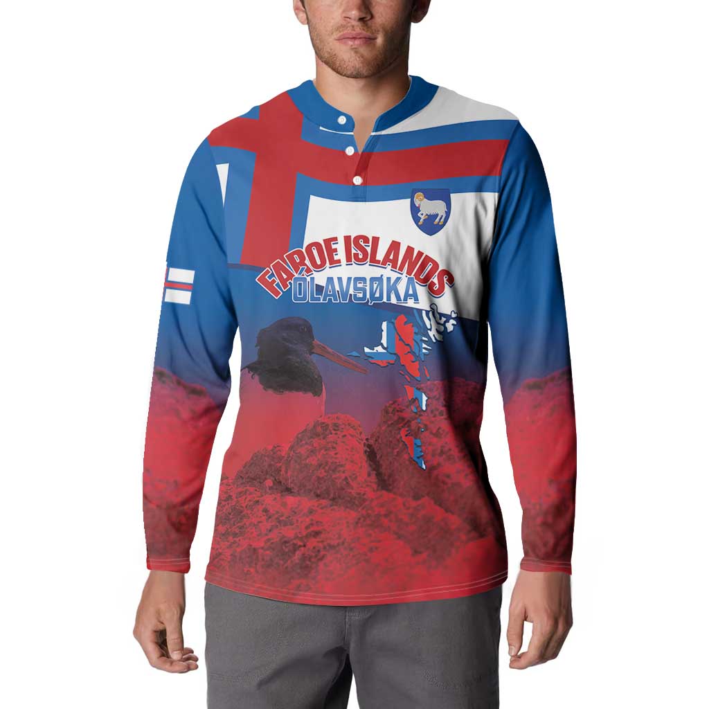 Faroe Islands National Day Button Sweatshirt Olavsoka Faroes Map With Tjaldur - Wonder Print Shop