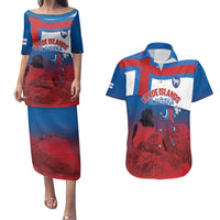 Faroe Islands National Day Couples Matching Puletasi and Hawaiian Shirt Olavsoka Faroes Map With Tjaldur - Wonder Print Shop