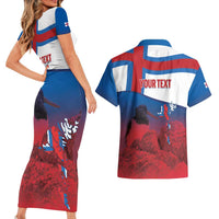 Faroe Islands National Day Couples Matching Short Sleeve Bodycon Dress and Hawaiian Shirt Olavsoka Faroes Map With Tjaldur - Wonder Print Shop