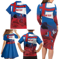 Faroe Islands National Day Family Matching Long Sleeve Bodycon Dress and Hawaiian Shirt Olavsoka Faroes Map With Tjaldur - Wonder Print Shop