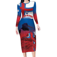 Faroe Islands National Day Family Matching Long Sleeve Bodycon Dress and Hawaiian Shirt Olavsoka Faroes Map With Tjaldur - Wonder Print Shop