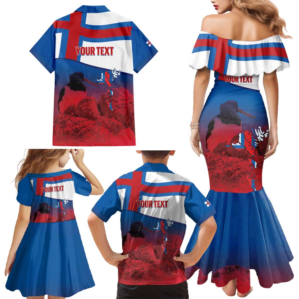 Faroe Islands National Day Family Matching Mermaid Dress and Hawaiian Shirt Olavsoka Faroes Map With Tjaldur - Wonder Print Shop