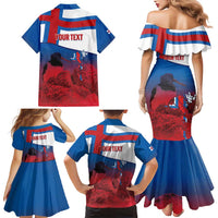 Faroe Islands National Day Family Matching Mermaid Dress and Hawaiian Shirt Olavsoka Faroes Map With Tjaldur - Wonder Print Shop
