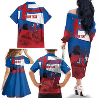 Faroe Islands National Day Family Matching Off The Shoulder Long Sleeve Dress and Hawaiian Shirt Olavsoka Faroes Map With Tjaldur - Wonder Print Shop