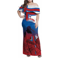 Faroe Islands National Day Family Matching Off Shoulder Maxi Dress and Hawaiian Shirt Olavsoka Faroes Map With Tjaldur - Wonder Print Shop