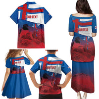 Faroe Islands National Day Family Matching Puletasi and Hawaiian Shirt Olavsoka Faroes Map With Tjaldur - Wonder Print Shop