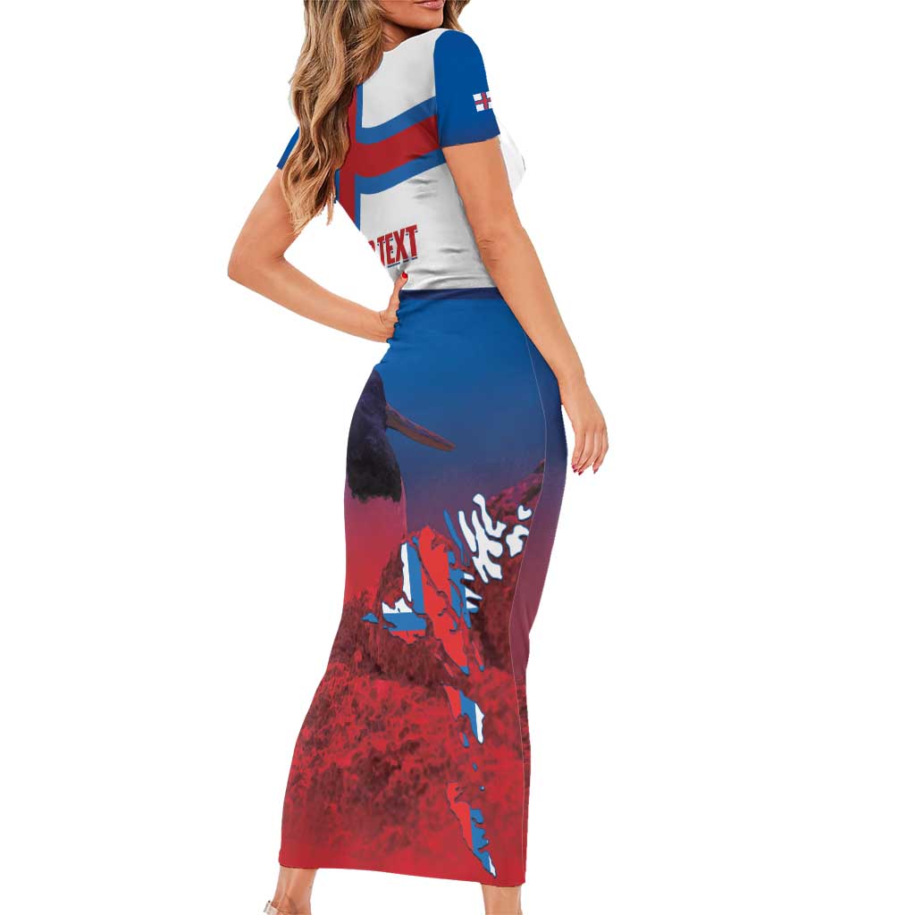 Faroe Islands National Day Family Matching Short Sleeve Bodycon Dress and Hawaiian Shirt Olavsoka Faroes Map With Tjaldur - Wonder Print Shop