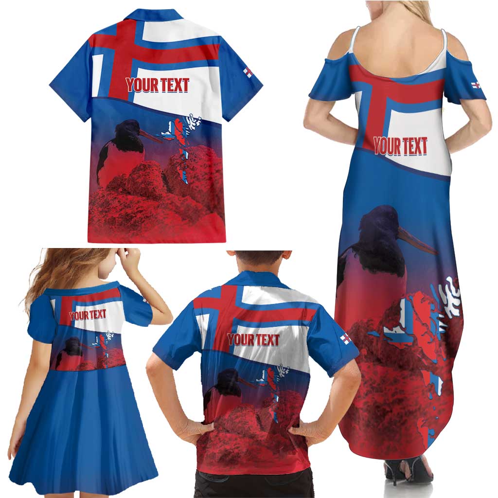 Faroe Islands National Day Family Matching Summer Maxi Dress and Hawaiian Shirt Olavsoka Faroes Map With Tjaldur - Wonder Print Shop