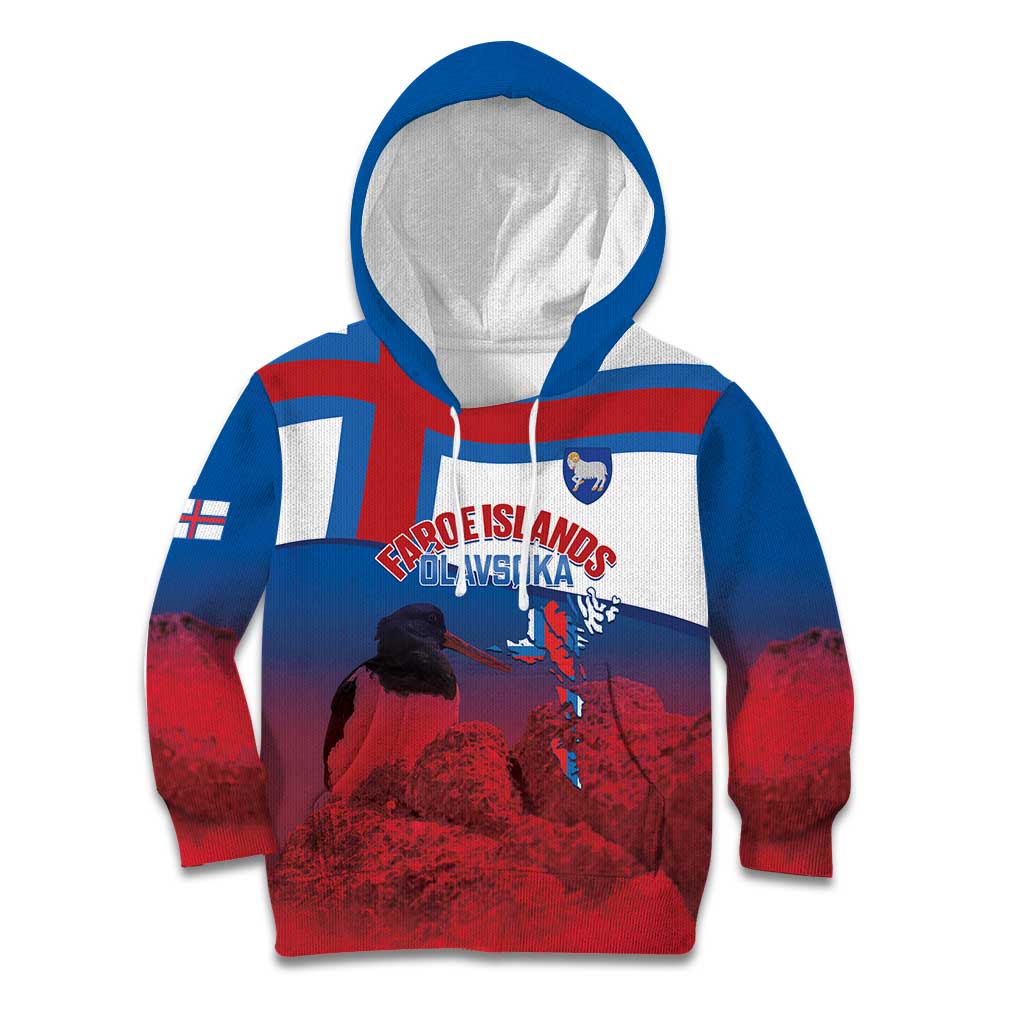Faroe Islands National Day Kid Hoodie Olavsoka Faroes Map With Tjaldur - Wonder Print Shop