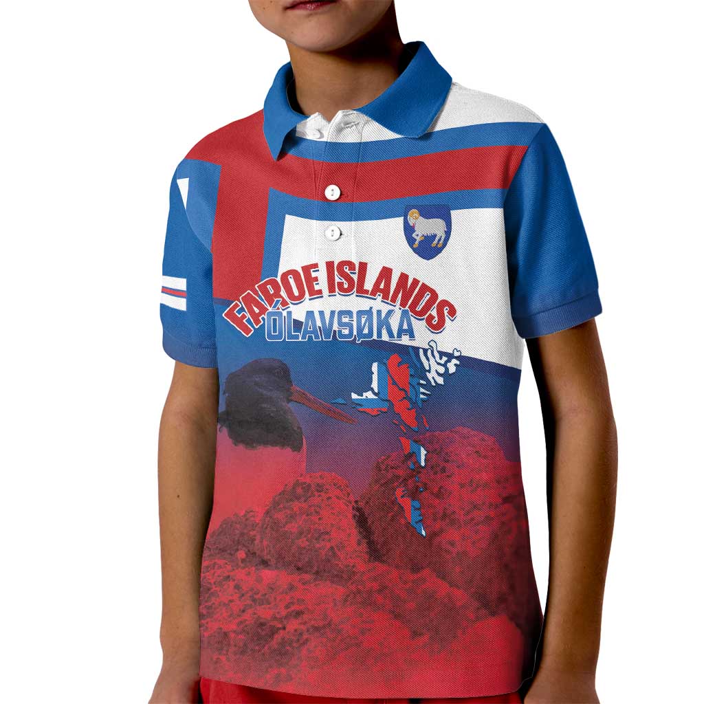 Faroe Islands National Day Kid Polo Shirt Olavsoka Faroes Map With Tjaldur - Wonder Print Shop