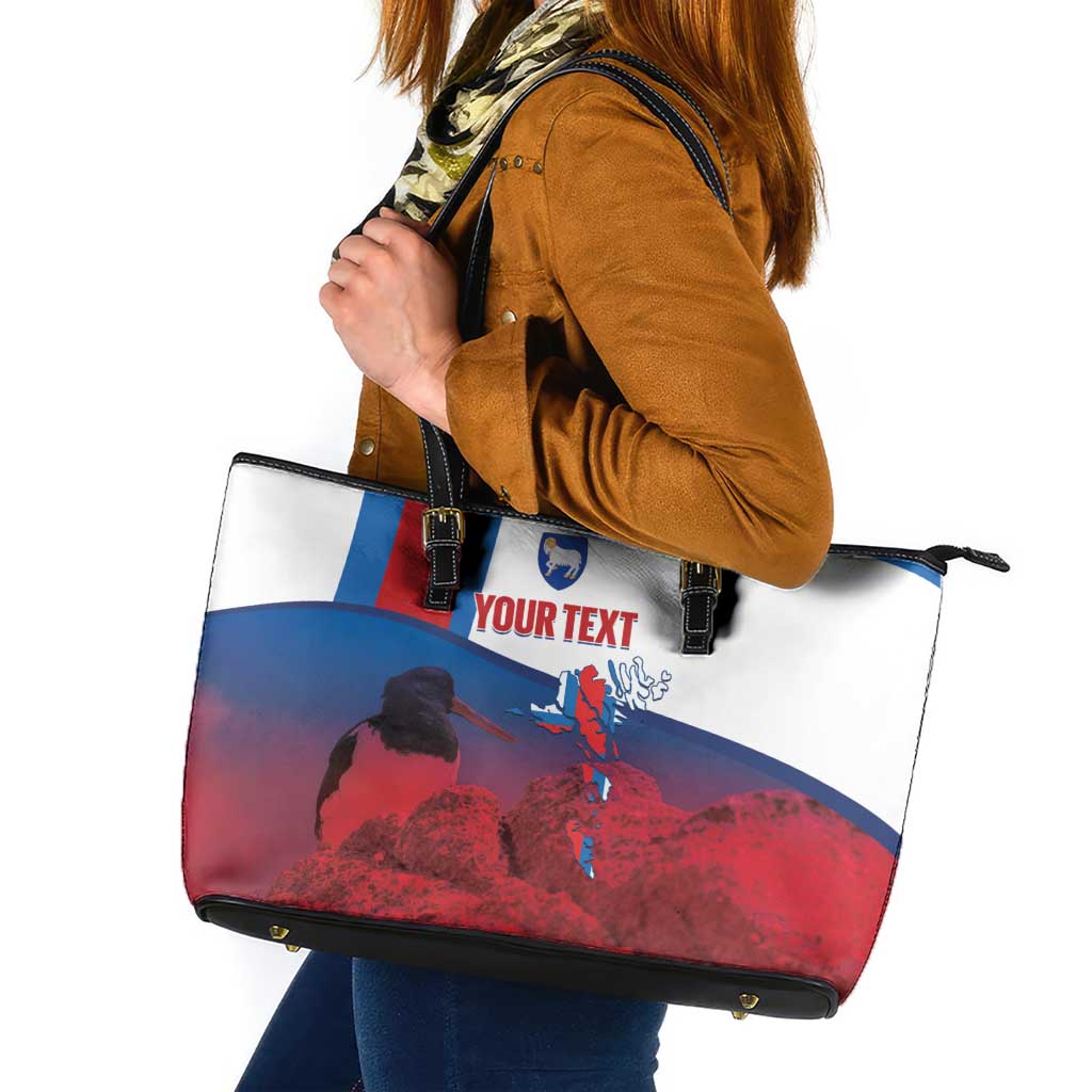 Faroe Islands National Day Leather Tote Bag Olavsoka Faroes Map With Tjaldur - Wonder Print Shop