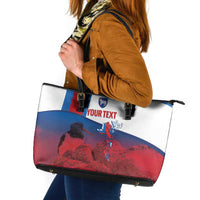 Faroe Islands National Day Leather Tote Bag Olavsoka Faroes Map With Tjaldur - Wonder Print Shop