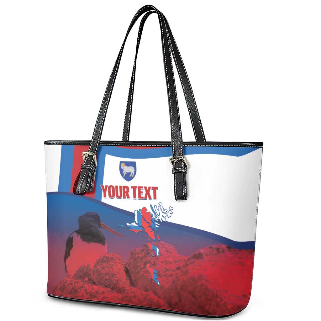 Faroe Islands National Day Leather Tote Bag Olavsoka Faroes Map With Tjaldur - Wonder Print Shop
