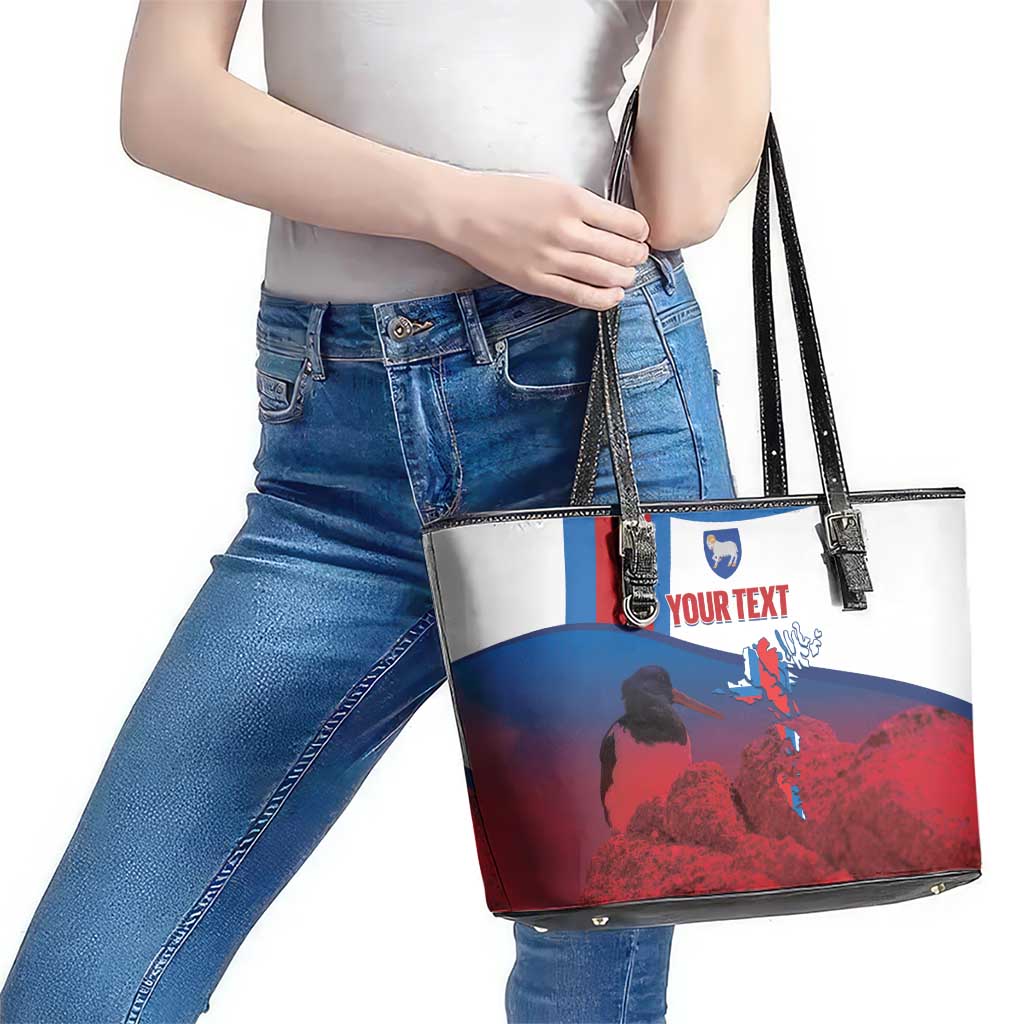 Faroe Islands National Day Leather Tote Bag Olavsoka Faroes Map With Tjaldur - Wonder Print Shop