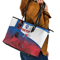 Faroe Islands National Day Leather Tote Bag Olavsoka Faroes Map With Tjaldur - Wonder Print Shop