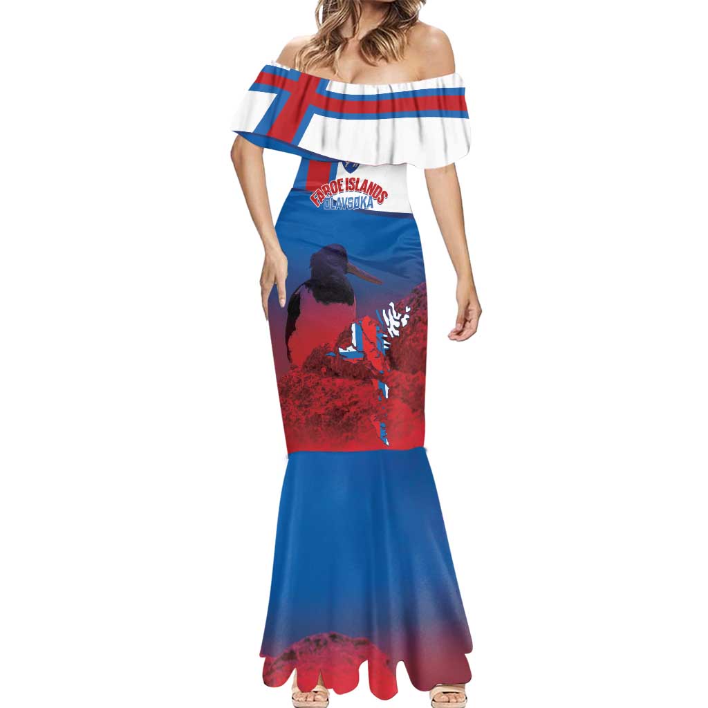 Faroe Islands National Day Mermaid Dress Olavsoka Faroes Map With Tjaldur - Wonder Print Shop