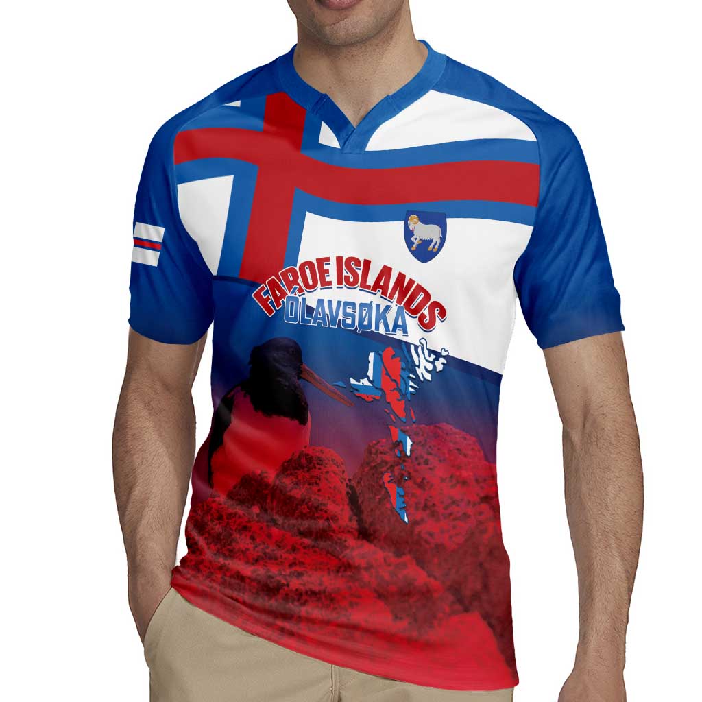 Faroe Islands National Day Rugby Jersey Olavsoka Faroes Map With Tjaldur - Wonder Print Shop