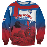 Faroe Islands National Day Sweatshirt Olavsoka Faroes Map With Tjaldur - Wonder Print Shop