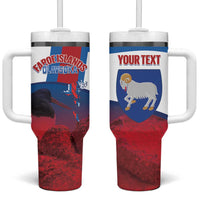 Faroe Islands National Day Tumbler With Handle Olavsoka Faroes Map With Tjaldur - Wonder Print Shop