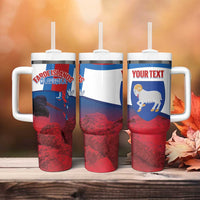 Faroe Islands National Day Tumbler With Handle Olavsoka Faroes Map With Tjaldur - Wonder Print Shop