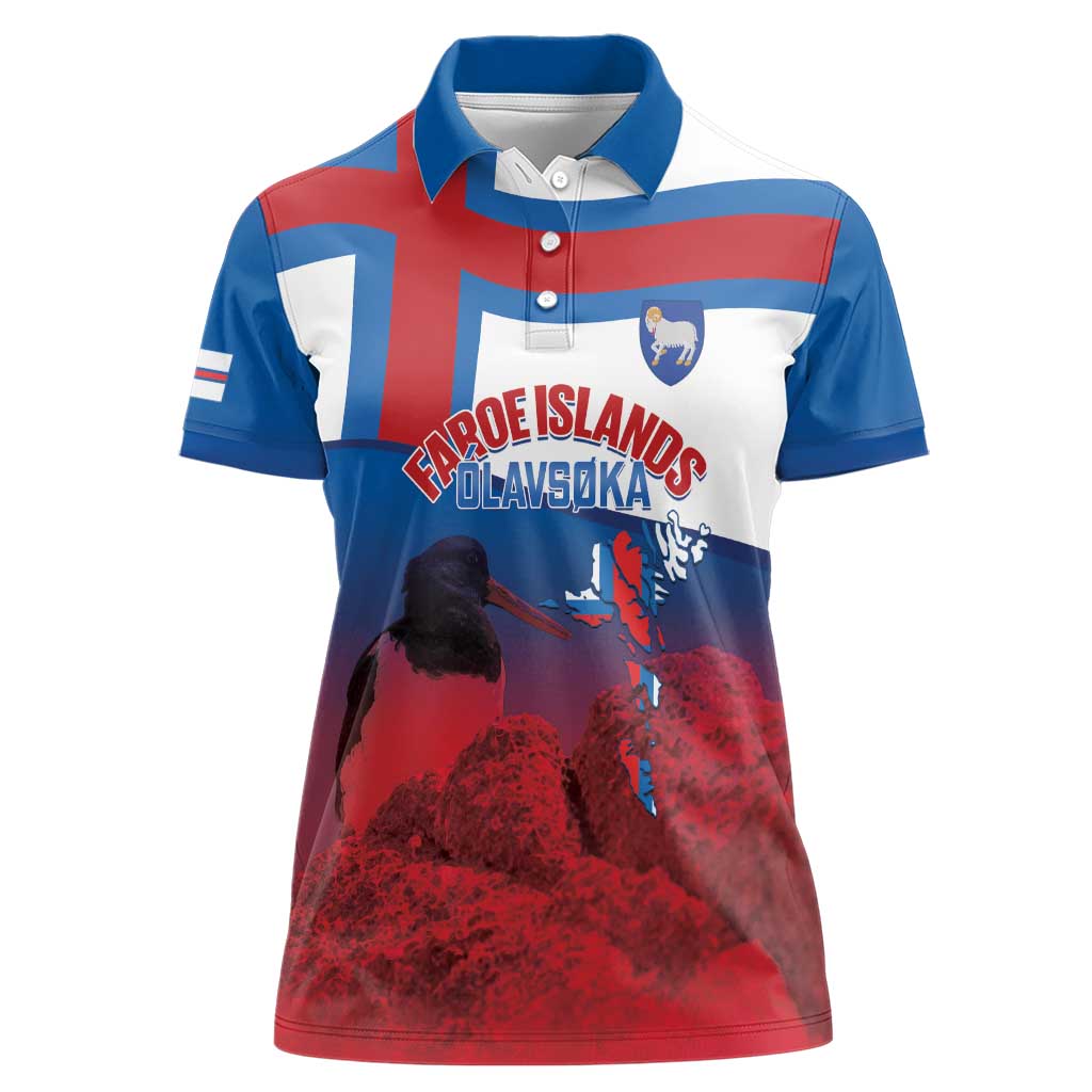 Faroe Islands National Day Women Polo Shirt Olavsoka Faroes Map With Tjaldur - Wonder Print Shop