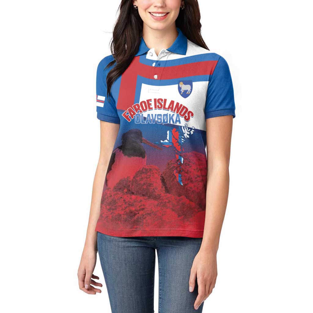 Faroe Islands National Day Women Polo Shirt Olavsoka Faroes Map With Tjaldur - Wonder Print Shop