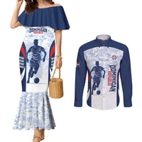 Custom Dominican Republic Football Couples Matching Mermaid Dress and Long Sleeve Button Shirt Vamos Los Quisqueyanos - Wonder Print Shop