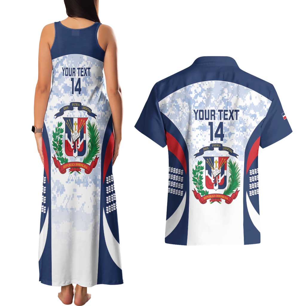 Custom Dominican Republic Football Couples Matching Tank Maxi Dress and Hawaiian Shirt Vamos Los Quisqueyanos - Wonder Print Shop