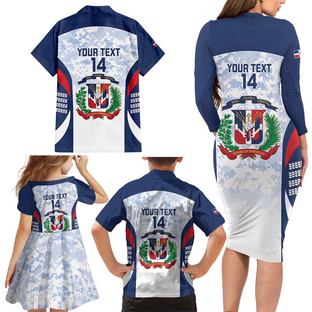 Custom Dominican Republic Football Family Matching Long Sleeve Bodycon Dress and Hawaiian Shirt Vamos Los Quisqueyanos - Wonder Print Shop