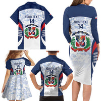 Custom Dominican Republic Football Family Matching Long Sleeve Bodycon Dress and Hawaiian Shirt Vamos Los Quisqueyanos - Wonder Print Shop