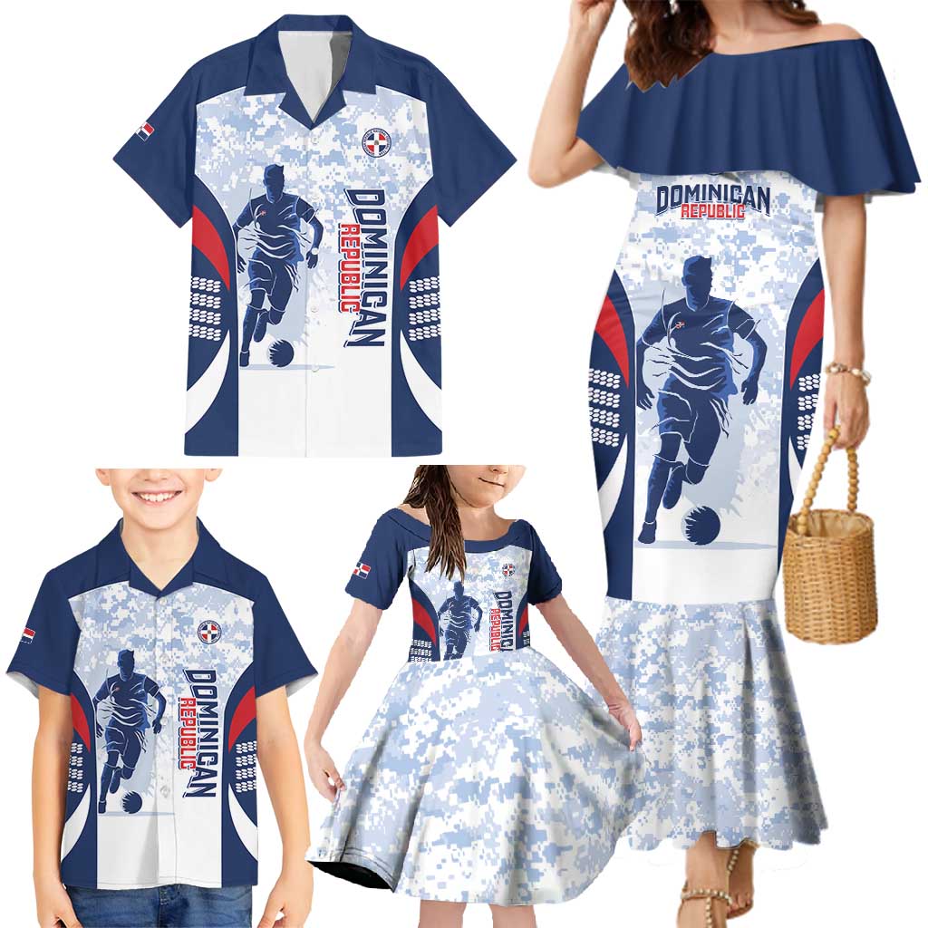 Custom Dominican Republic Football Family Matching Mermaid Dress and Hawaiian Shirt Vamos Los Quisqueyanos - Wonder Print Shop