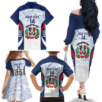 Custom Dominican Republic Football Family Matching Off The Shoulder Long Sleeve Dress and Hawaiian Shirt Vamos Los Quisqueyanos - Wonder Print Shop