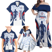 Custom Dominican Republic Football Family Matching Off Shoulder Maxi Dress and Hawaiian Shirt Vamos Los Quisqueyanos - Wonder Print Shop