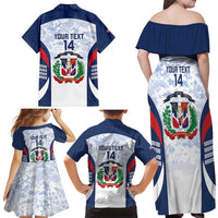 Custom Dominican Republic Football Family Matching Off Shoulder Maxi Dress and Hawaiian Shirt Vamos Los Quisqueyanos - Wonder Print Shop