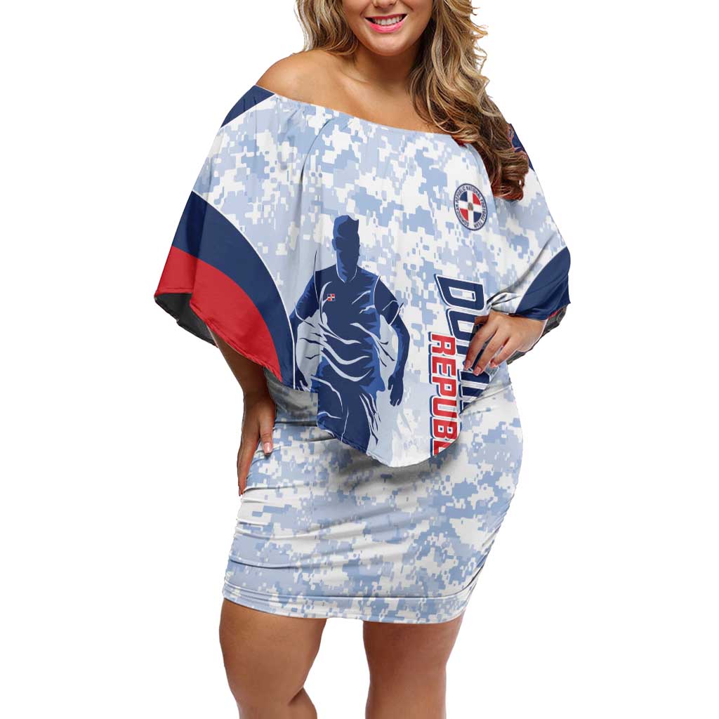 Custom Dominican Republic Football Family Matching Off Shoulder Short Dress and Hawaiian Shirt Vamos Los Quisqueyanos - Wonder Print Shop