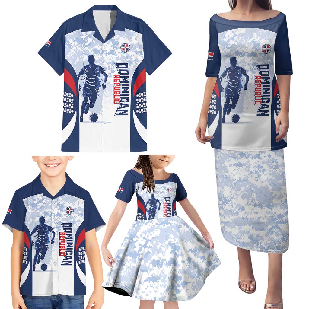 Custom Dominican Republic Football Family Matching Puletasi and Hawaiian Shirt Vamos Los Quisqueyanos - Wonder Print Shop