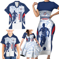 Custom Dominican Republic Football Family Matching Short Sleeve Bodycon Dress and Hawaiian Shirt Vamos Los Quisqueyanos - Wonder Print Shop