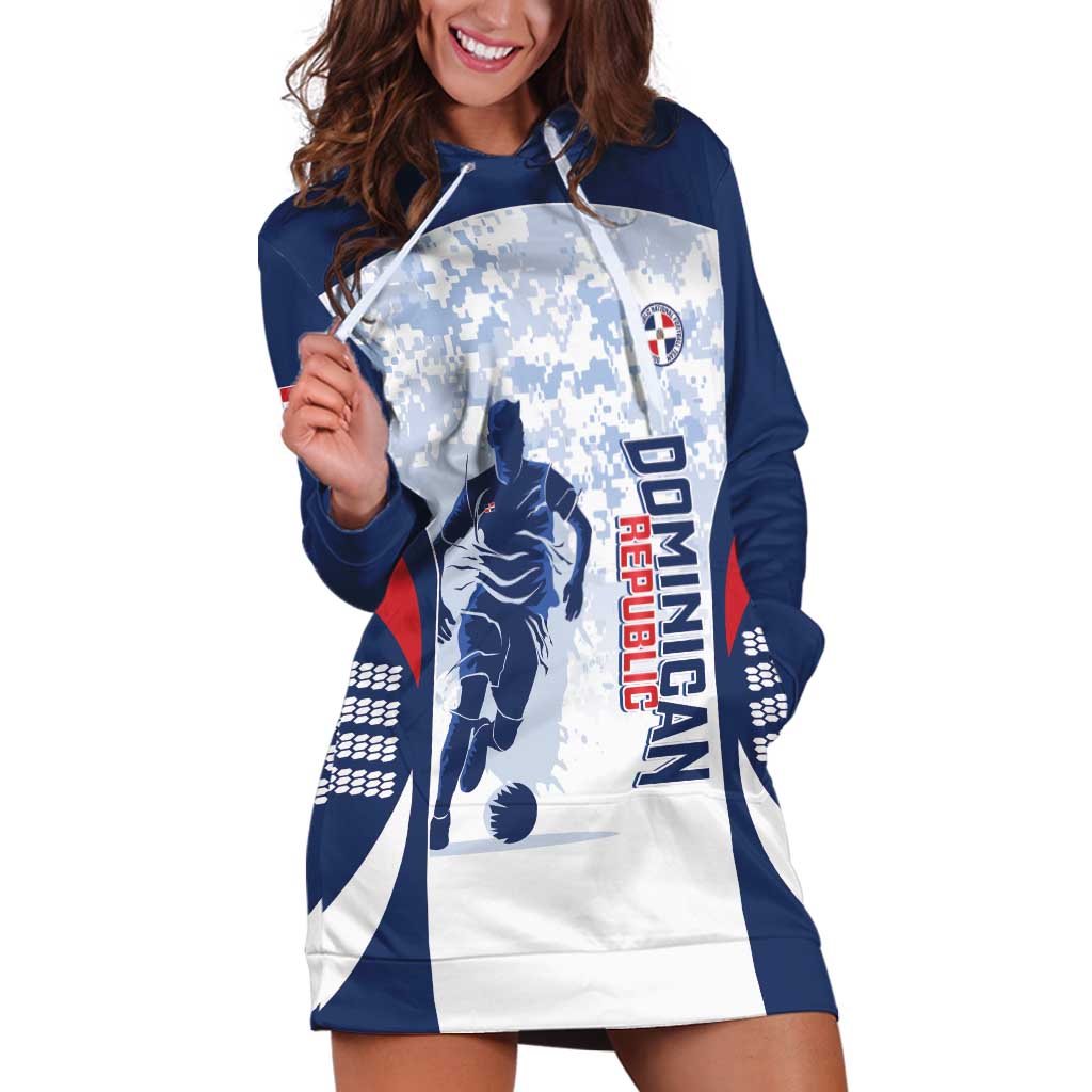 Custom Dominican Republic Football Hoodie Dress Vamos Los Quisqueyanos - Wonder Print Shop